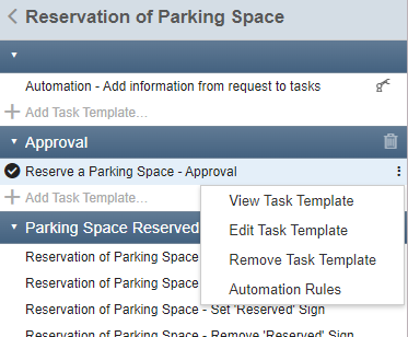 Workflow template - create automation rule menu