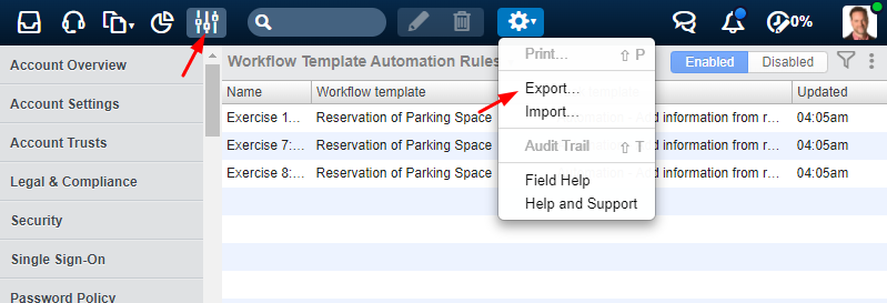 Export of Automation Rules