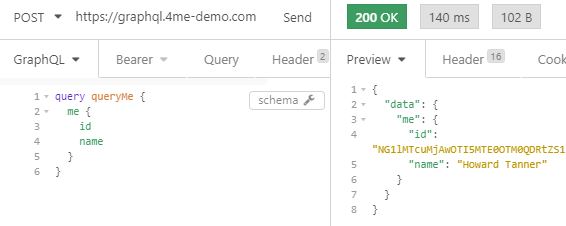Query the me object with GraphQL
