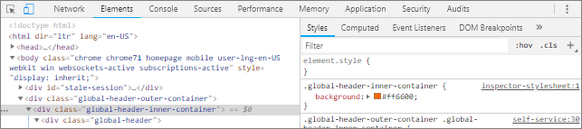 The new rules for the Global Header Outer Container