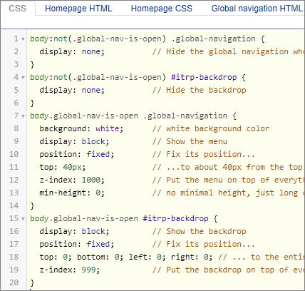 CSS Rules for a Drop-down Menu with a Backdrop