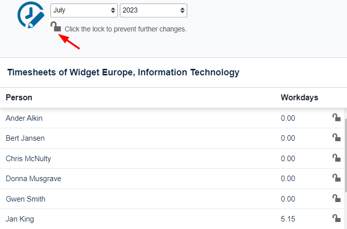 Timsheet - Lock previous month